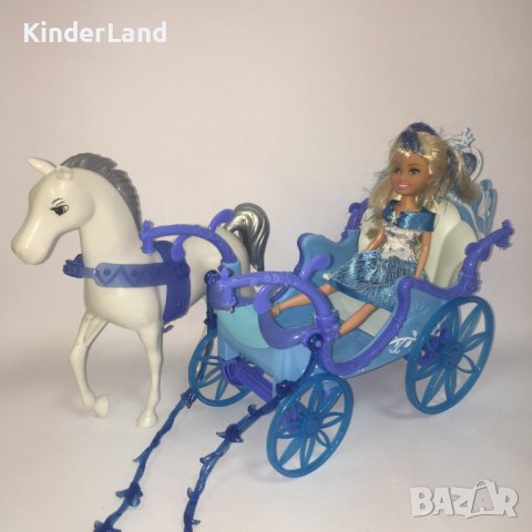 Кукла с кон и светеща каляска 