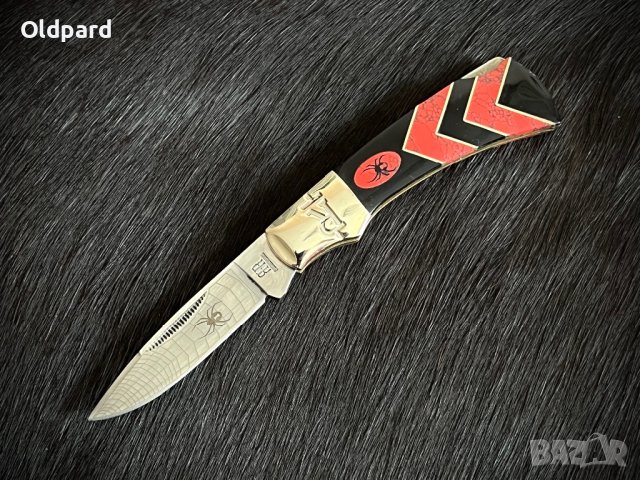 Висококачествен колекционерски джобен сгъваем нож на стил Spider Man (Black Widow Lockback) RR1674, снимка 1 - Ножове - 42922397