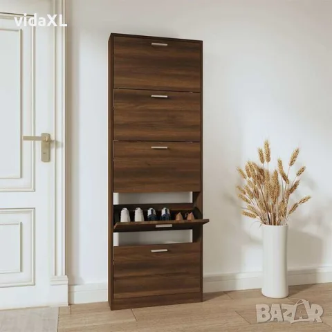 vidaXL Шкаф за обувки, кафяв дъб, 59x17x169 см, инженерно дърво(SKU: 342517), снимка 2 - Шкафове - 56063300