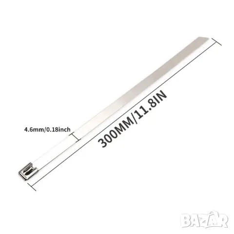 Комплект 50 метални кабелни връзки 4.6 x 300 mm, снимка 2 - Аксесоари и консумативи - 55867395