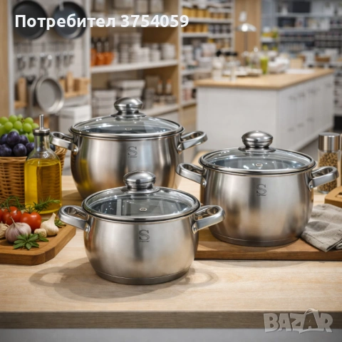 Комплект тенджери Swissgold EMMIE (SG-18099) – 3 броя с 5-слойно капсуловано дъно, снимка 2 - Съдове за готвене - 53075530