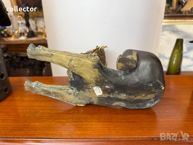 Бронзова фигура на императорски лъв Сингха. №7385, снимка 5 - Колекции - 51881176