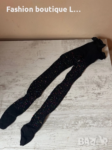 Нов черен мрежест чорапогащник с блестящи цветни камъчета 🖤, снимка 2 - Бельо - 52693346