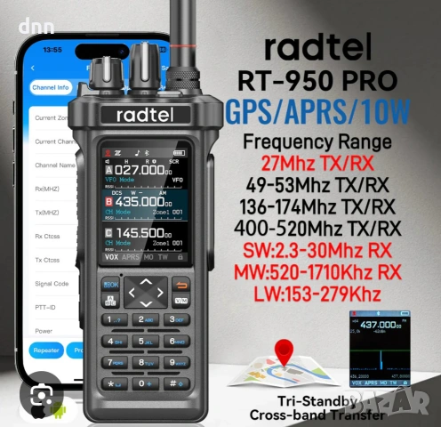 Radtel RT-950-PRO,GPS,APRS, Bluetooth , снимка 2 - Екипировка - 49897644