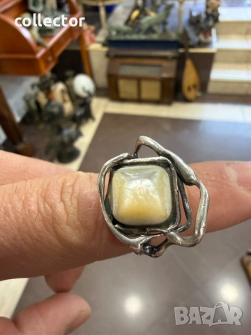 Сребърен пръстен с естествен камък. №8010, снимка 7 - Пръстени - 53947503