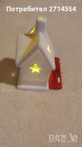 Порцеланова къщичка светеща и коледни лампички , снимка 2 - Декорация за дома - 52637044