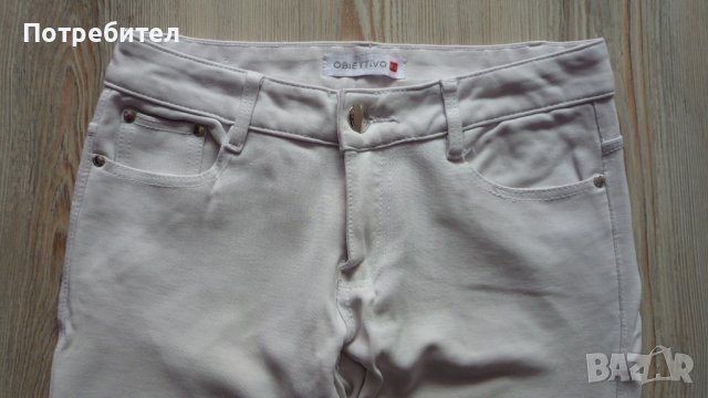 Бял еластичен панталон Л, снимка 2 - Панталони - 42791711