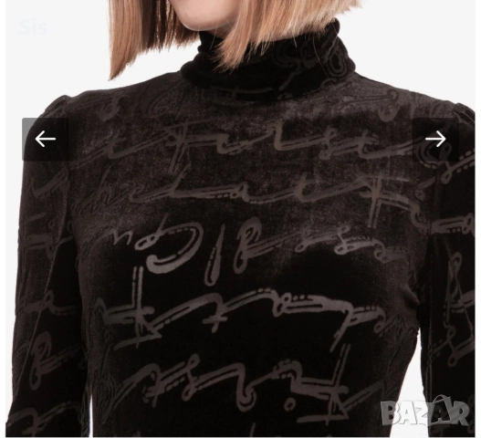 Дамско черно боди с надписи -Guess