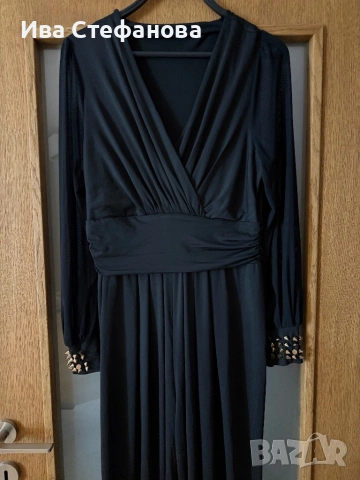 Нов черен елегантен дълъг парти еластичен гащеризон , снимка 2 - Гащеризони - 50070867