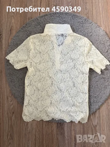 Дантелена тениска / риза с яка Zara, размер X, снимка 3 - Ризи - 55887904