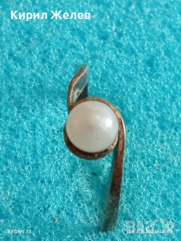 Винтидж сребърен пръстен с инкрустирана перла стил и елегантност 51769, снимка 5 - Пръстени - 54005325