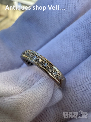 Златен пръстен 18к с диаманти №7640 , снимка 5 - Антикварни и старинни предмети - 52536166