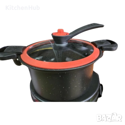 Херметическа тенджера заключващ капак с незалепващо покритие - 24см, 26см, 28см, снимка 8 - Съдове за готвене - 52122757