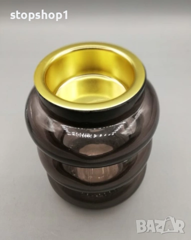 Свещник, основа за чаена свещ/малка свещ, графит, 9 см, стъкло, снимка 2 - Декорация за дома - 53286119