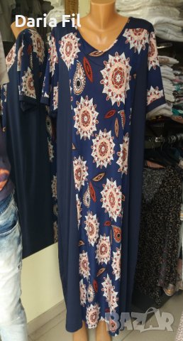 Тъмносиня рокля с флорални акценти  - 4ХЛ размер , снимка 1