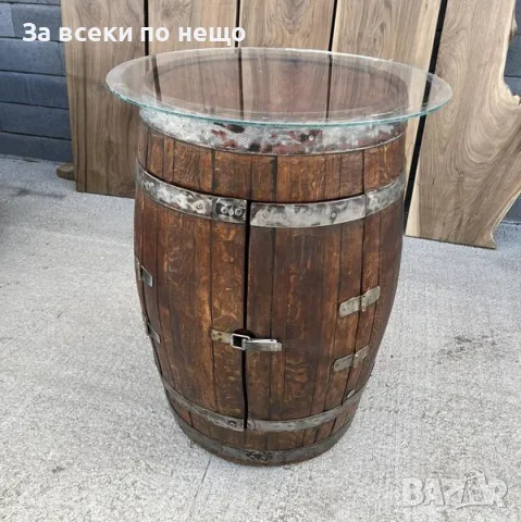 Ръчно изработена Бар маса, изработена от автентична бъчва, със запазен Рустик стил., снимка 2 - Маси - 47416170