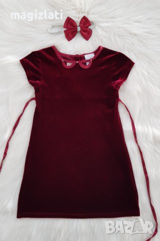 Детска рокля червено кадифе 4 години