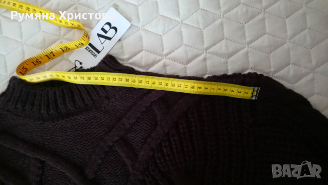 Нов, тъмнокафяв дамски пуловер с ефектни плетеници, снимка 11 - Блузи с дълъг ръкав и пуловери - 52858885