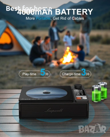 Leapwell Преносим Bluetooth 7 в 1 CD плейър  с високоговорители, снимка 4 - Други - 53933221