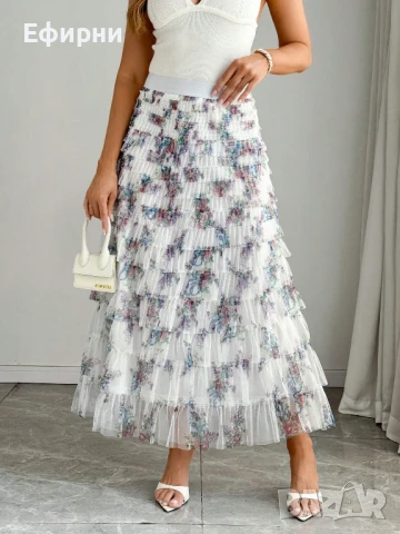 Дълга пола, Флорална пола,Дантелена пола, Елегантна пола, Романтична пола, Лятна пола,, снимка 4 - Поли - 50973236