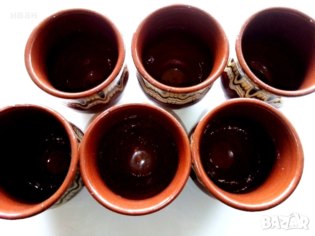 Стари неупотребявани глинени чаши 6бр.комплект, снимка 4 - Антикварни и старинни предмети - 52886475