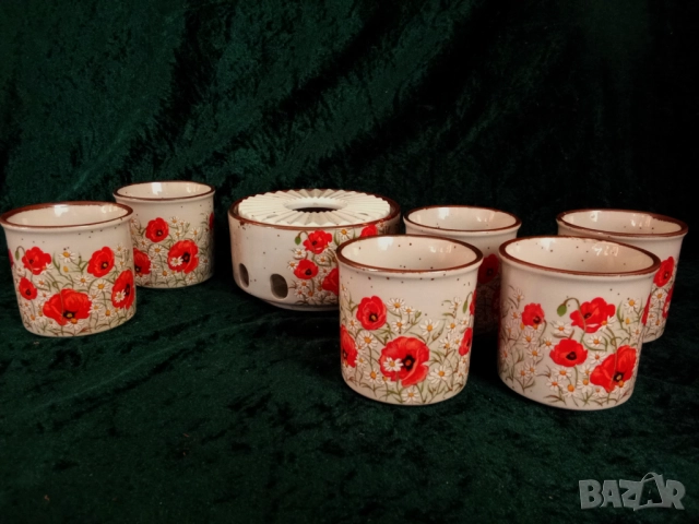 Японски сет керамика за фондю или саке., снимка 4 - Антикварни и старинни предмети - 51464864