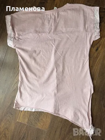 Блуза с къс ръкав от памук и лен S/M, снимка 3 - Тениски - 40879259