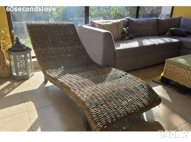 Дизайнерска лежанка шезлонг естествен ратан, снимка 3 - Други - 53164839