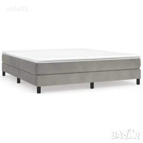 vidaXL Рамка за легло с пружини, светлосива, 160x200 см, кадифе