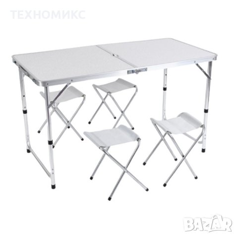 Компект Сгъваема Маса и Столове Malatec , 4 Стола, Алуминиев Материал, Сгъваема, 120 x 60 x 70 cm, снимка 11 - Други - 42036995