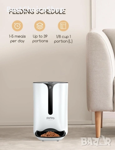 Автоматична хранилка за котки 7L Таймер Контрол на порциите Запис на глас, снимка 3 - За котки - 53245376