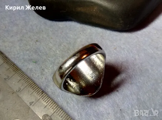 КЛАСИЧЕСКИ ОРНАМЕНТИРАН СКЪПОЦЕНЕН ПРЪСТЕН с ШЛИФОВАН ЕСТЕСТВЕН КАРНЕОЛ от БЛАГОРОДНА СТОМАНА 3530, снимка 10 - Пръстени - 48733929