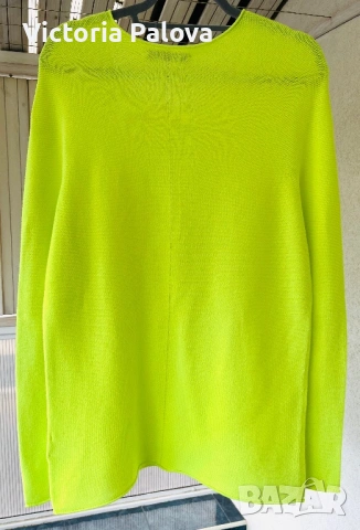 Луксозен финоплетен пуловер OUI – електриков лайм, Made in Italy, M, снимка 7 - Блузи с дълъг ръкав и пуловери - 53891643