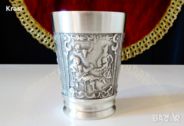 Чаша от калай за лов,грозде,ечемик и хмел, снимка 3 - Антикварни и старинни предмети - 38638653