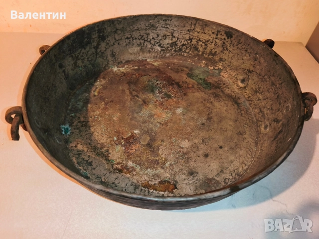 Бакърена тава с дръжки 15, снимка 4 - Антикварни и старинни предмети - 52524685