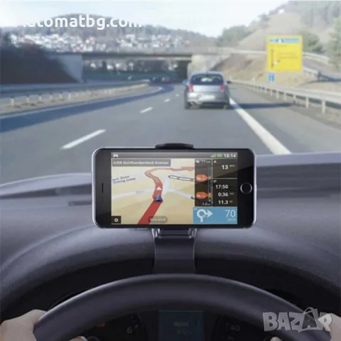 Стойка за телефон Automat, За кола, Тип щипка, Черен, снимка 2 - Аксесоари и консумативи - 23990127