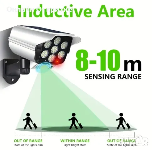 LED соларна лампа, имитираща камера за видеонаблюдение 2800mAh, снимка 5 - Соларни лампи - 50131809