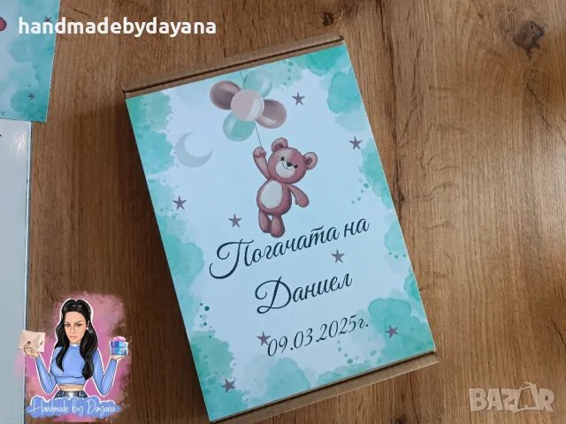 Украса за бебешка погача 'Мече с балони в зелено'', снимка 3 - Други - 49629041