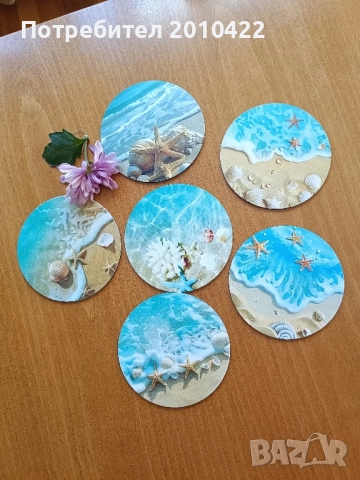 Подложки за чаши, 6 бр., нови.Диаметър 9.8 см., снимка 2 - Други стоки за дома - 49815604