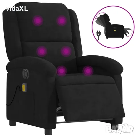 vidaXL Електрически масажен реклайнер стол, черен, кадифе(SKU: 3204295)