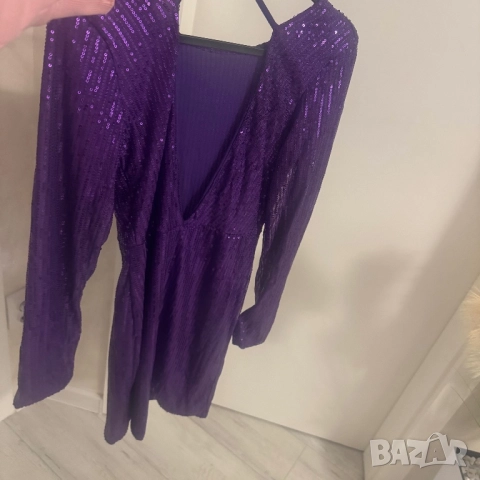 Красива рокля с пайети лилава , снимка 2 - Рокли - 52722959