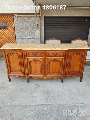 Френски контрабюфет с мраморен плот Луи ХV, снимка 6 - Бюфети - 54319613