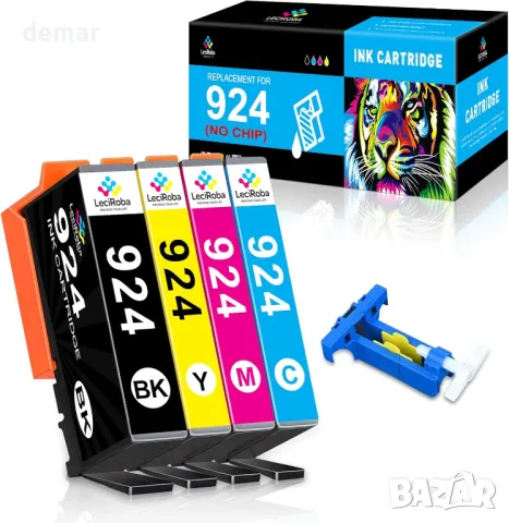 LeciRoba 924 (БЕЗ ЧИП) Съвместим за касети с мастило HP 924, използвани с HP OfficeJet Pro, 4 бр