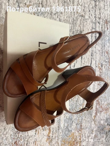 Дамски сандали на ток естествена кожа, снимка 2 - Сандали - 50971224