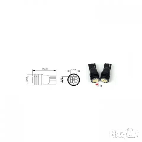 LED крушки T10 12V 6000K 6 SMD 2 броя с бяла светлина, снимка 7 - Аксесоари и консумативи - 55865092