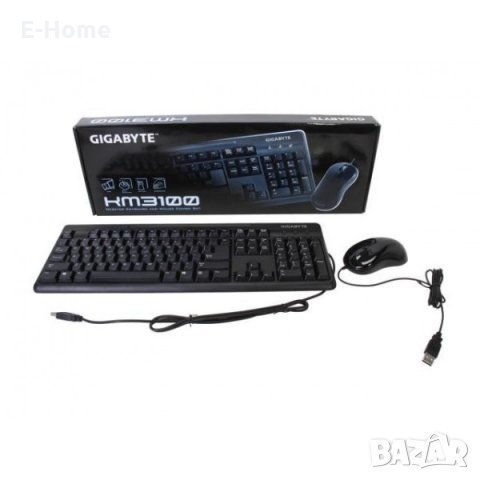 Комплект клавиатура с мишка и кирилица GIGABYTE, USB 2.0, Черен - водоустойчив, снимка 1 - Клавиатури и мишки - 30917564