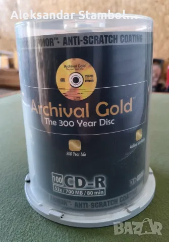Празни CD-R дискове "Archival Gold" с 24 карата злато., снимка 4 - CD дискове - 56325612