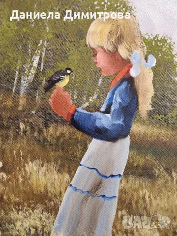 Картина рисувана върху платно, момиче сред природата, снимка 8 - Картини - 48405350