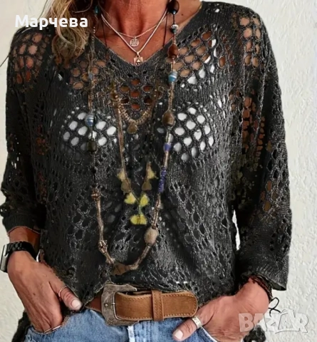 Пуловер на дупки,размер л,нов, снимка 2 - Блузи с дълъг ръкав и пуловери - 51978476