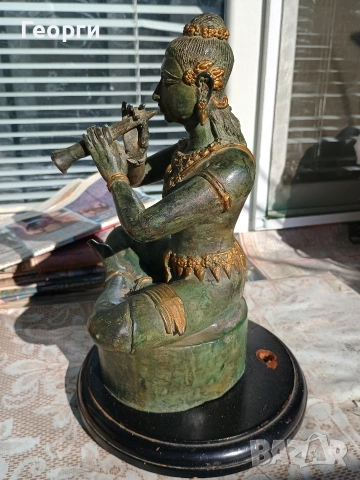 Голяма Будистка бронзова статуетка, снимка 3 - Антикварни и старинни предмети - 53255570